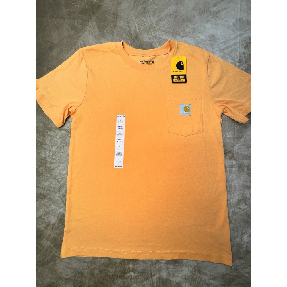 NWT Carhartt Youth Medium 10-12 Orange Pocket T-Shirt Short Sleeve